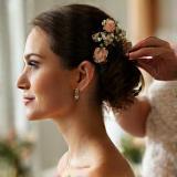 Bridal hairstyling session in progress